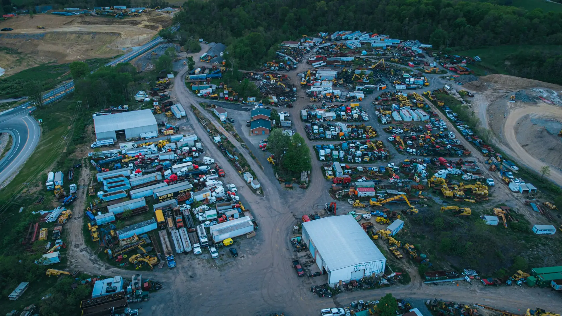 An automotive recycling yard seen from above